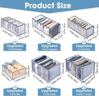 14 Pcs 6 Different Sizes Upgraded Wardrobe Clothes Organizer Jeans Organizer for Closet Foldable Pants Storage with Compartme