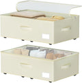 Under Bed Storage with Wheels, No Assemble Required 10 inches height Under Bed Storage bins,Large capacity Rolling Underbed S