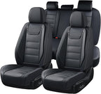 Coverado Car Seat Covers Full Set, Seat Covers for Cars, Car Seat Protector Waterproof, Leather Car Seat Cushion, Universal I