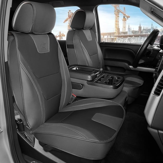 Cat® Edge Deluxe Car Seat Covers for Front Seats - Premium Two-Tone Faux Leather Seat Covers for Cars with Universal Fit, Rug