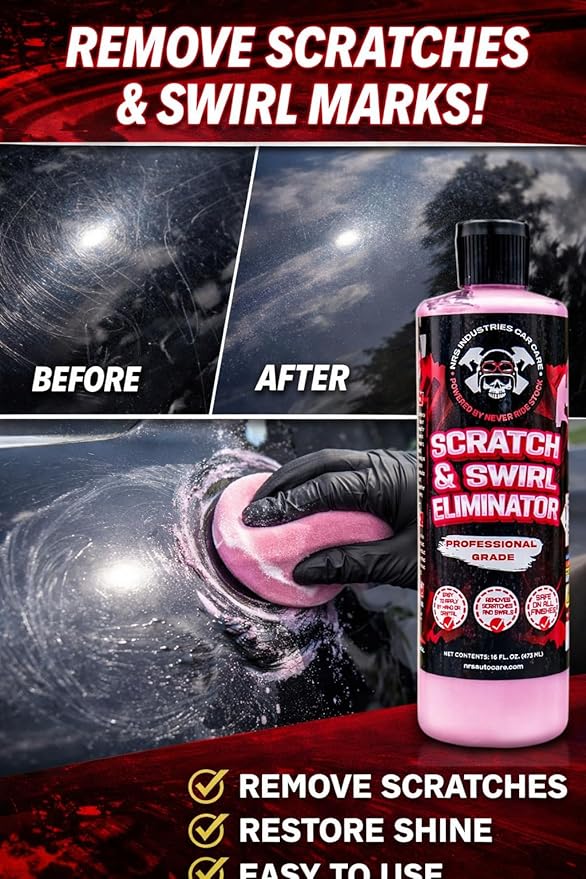 16 Fl. Oz Large Size Scratch Remover for Cars – Removes Swirls & Light Scratches in Minutes – Clear Coat Safe Car Polish Compound – Easy Hand Application Paint Restorer- No Buffer Needed