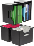 IRIS USA Large Portable Desktop File Box with Open Lid, 4 Pack, Side Handles, Hanging File Folders, Tabs & Inserts, Letter Si