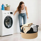 90L Large Blanket Basket, 21.7"x 21.7"x 13.8" Rope Woven Storage Basket with Handles, Laundry Hamper for Toys, Clothes, Pillo