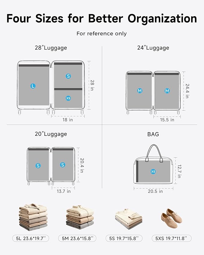20 Pack Travel Vacuum Bags with Upgraded Rechargeable Pump, 4 Sizes Space Saver Vacuum Storage Bags for Luggage and Suitcase,