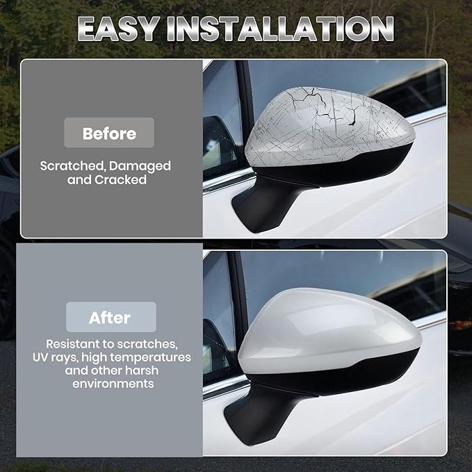 Left Driver Side Mirror Cover Caps Compatible with Chevrolet Chevy Cruze 2017 2018 2019 Replacement Rear view Mirrors Trim (Silver)