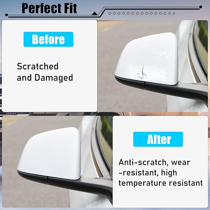 Jaronx Compatible with Tesla Model Y Side Mirror Cover Replacement 2020 2021 2022 2023 2024, Right Passenger Pearl White Door Rearview Mirror Cover Caps, for Tesla Model Y Accessories