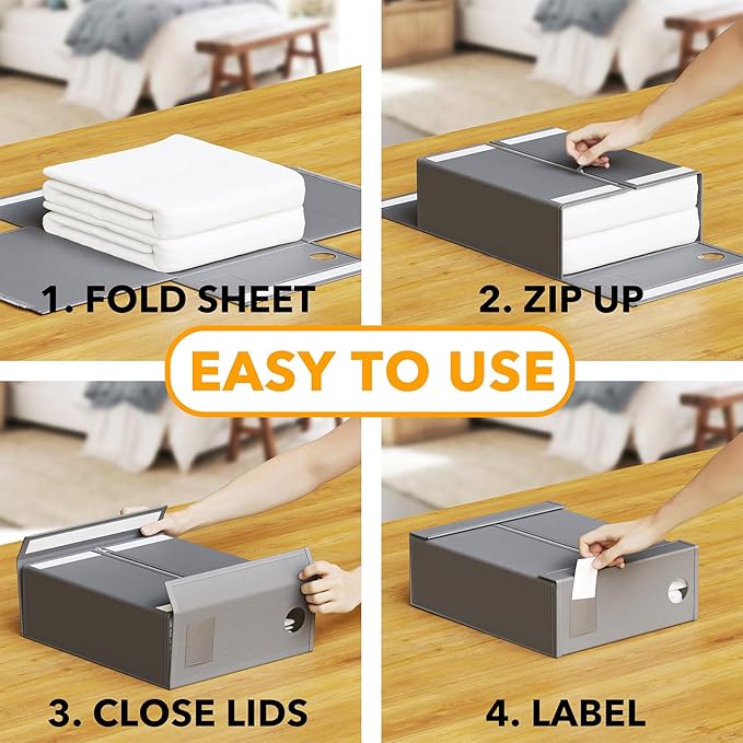 SpaceAid 12 Pack Bed Sheet Organizers and Storage, Foldable Sheet Organizer for Linen Closet, Sheets Set Folder Keeper with W