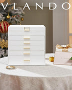 Vlando 6 Layer Large Jewelry Box - Jewelry Holder Organizer, Jewelry Box Organizer for Drawer Necklace Ring Bracelet and Watc