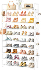 LUKYTOWER Tall Shoe Rack 10 Tier Shoe Racks Organizer for Closet 40-45Pairs,Large Capacity Storage Rack for Shoes with 5Hooks