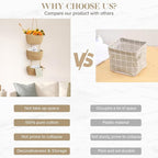 TeoKJ Over the Door Hanging Basket, 3-Tier Woven Cotton Wall-Mounted Storage Organizer Bag Decorative Hanging Nursery Baskets