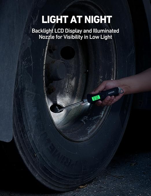 AstroAI Heavy Duty Digital Tire Pressure Gauge 0-230 PSI Calibrated to ANSI B40.7 Grade 2A (0.5%) with Backlit LCD & Flashlight, Stainless Steel for Truck RV Car Motorcycle Bike