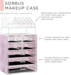 Sorbus Acrylic Makeup Organizer Set, 7-Drawer Vanity & Countertop Cosmetic Storage with Small & Wide Compartments, Tie Dye Ma