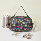 Foldable Reusable Tote Bags - Thickened 210D Nylon Waterproof Grocery Shopping Bag with Zipper & Adjustable Strap