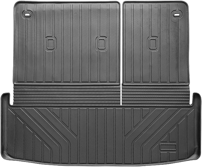 Auxko All Weather Cargo Mat with Back Seat Mat Fit for Nissan Pathfinder 2026 2025 2024 2023 2022 TPE Trunk Mat Accessories All Season Odorless Anti-Slip Black