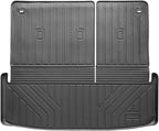 Auxko All Weather Cargo Mat with Back Seat Mat Fit for Nissan Pathfinder 2026 2025 2024 2023 2022 TPE Trunk Mat Accessories All Season Odorless Anti-Slip Black