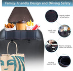 Backseat Car Organizer with Cup Holder, Premium Leather Backseat Car Organizer for Snacks, Canned Drinks, and Phone with Two Seat Hooks, Perfect for Travel - 2-Pack