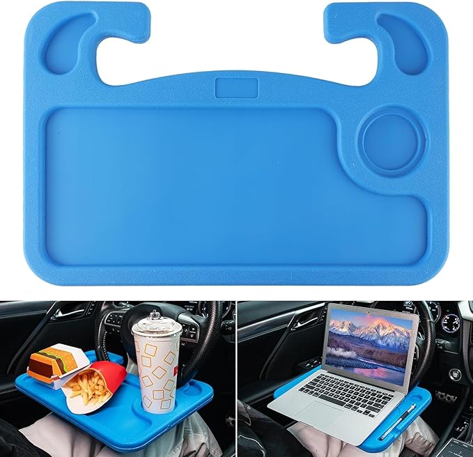 JUSTTOP Car Steering Wheel Desk, Travel Car Accessories, Car Stand Trays for Eating, Multipurpose Car Steering Wheel Desk Tray Table(Blue)