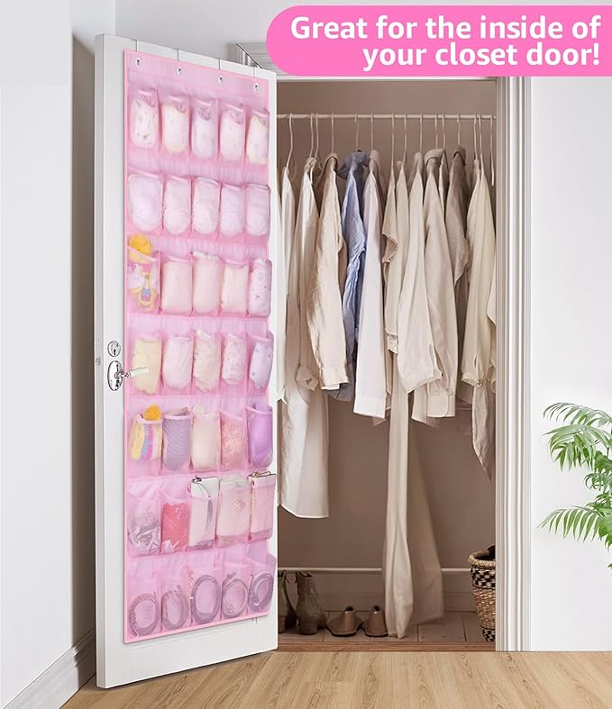 MISSLO 35 Large Pockets Over The Door Shoe Organizer Sturdy Oxford Fabric Hanging Shoe Rack for Door Mesh Closet Shoe Holder 