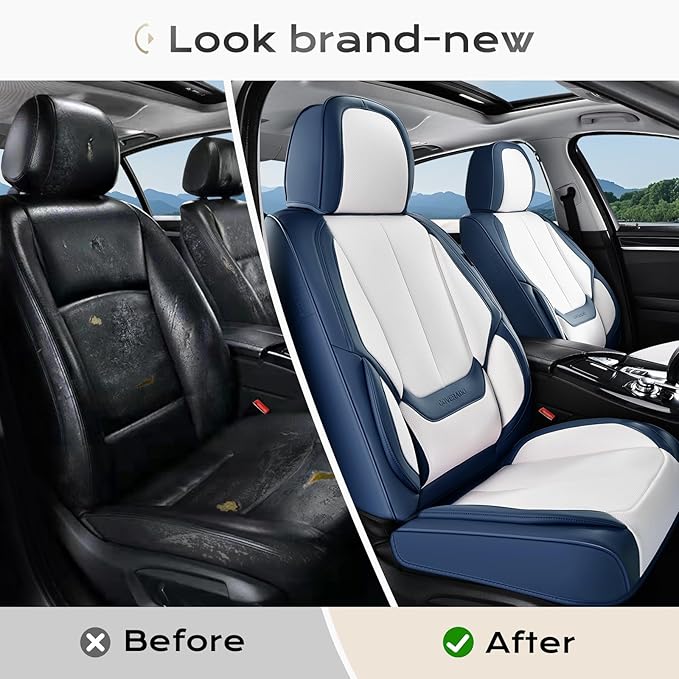 Coverado Seat Covers, Car Seat Covers Front Seats, Leather Seat Covers for Cars, Car Seat Protector Waterproof, Car Seat Cush