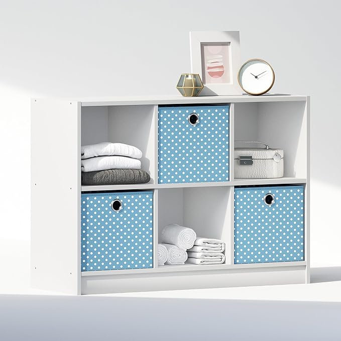 Furinno Cubic Closet Organizers and Storage, 6-Cube Closet Organizer with Bins, Open Shelf Storage, for Wardrobe, Bedroom, Li