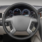 MEWANT Hand Stitch Steering Wheel Cover for Chevy Silverado 1500 2500 Suburban Black Real Leather Steering Wheel Wrap