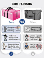 12 Pack Large Strong Moving Bags with Zippers & Carrying Handles - Water-Resistant - Heavy Duty Storage Tote for Space Saving