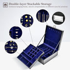 ProCase Jewelry Box for Women, 2 Layers Large Leather Jewelry Organizer Storage Case with Removable Pad for Earrings -Lizardb