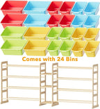 SpaceAid Large Toy Storage Organizer with 24 Bins and 3 Shelves, Toy Organizers Storage Bookshelf, Kids Bin Shelf Box Bookcas