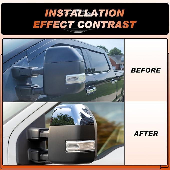 ACLONG Chrome Tow Mirror Cover Caps Left & Right Rearview Side Mirror Covers Compatible with Ford F250 F350 F450 Super Duty 2017-2024 Replaces HC3Z-17D743-AA-1 Pair