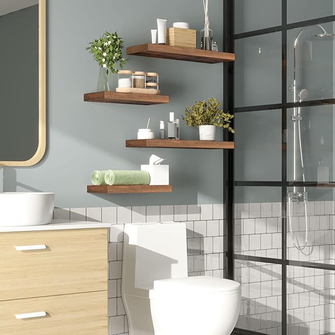 HOOBRO Floating Shelves and Console Table Bundle, Wall Mounted Shelf Set of 2, 39.4 Inch Narrow Entryway Table with Power Out