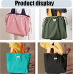4PC Foldable Reusable Shopping Bags 210D Nylon Waterproof Travel Grocery Tote with Drawstring Mouth & Reinforced Handle