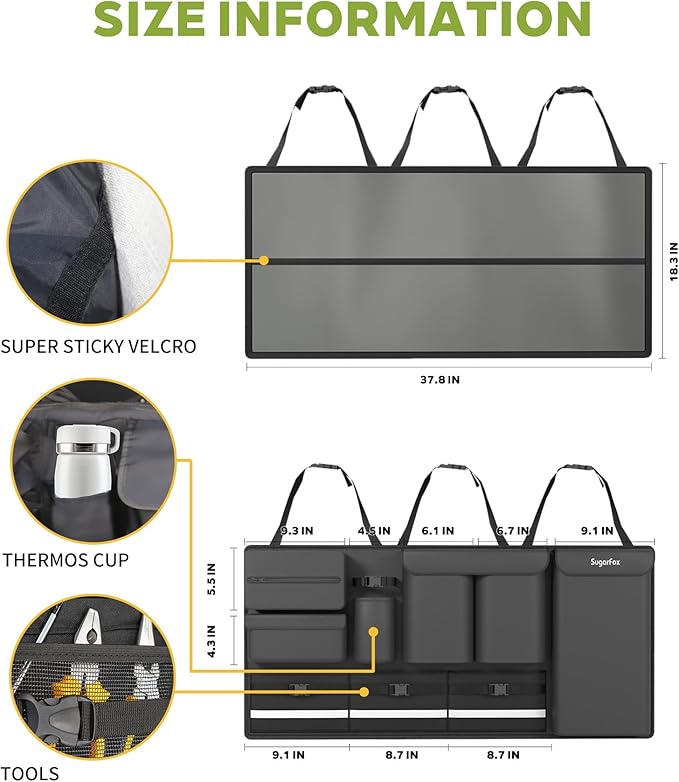 Backseat Hanging Trunk Organizer for SUVs, Cars, Trucks & MPVs | Multi-Pocket Storage with Anti-Slip Straps | Space-Saving Auto
