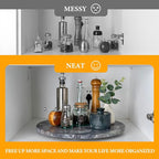 Koville 16'' Luxurious Natural Marble Lazy Susan Marble Turntable for Kitchen Dinning, Lazy Susans Organizer for Cabinet, Ser