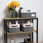 PRANDOM Foldable Storage Bins with Handles [3-Pack] Fabric Collapsible Storage Boxes Baskets Cubes Containers with Handles fo