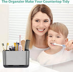 Boperzi Toothbrush and Toothpaste Holder Brushed Nickel Drainage for Bathroom Vanity, Large Electric Toothbrush Storage Caddy