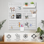 SHGJ&SOFT Peg Board Wall Organizer Panels, 22pcs - Includes 4 White Pegboards & Accessories, Plastic Pegboard for Home，Office