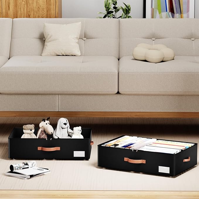 Underbed Storage With Wheels,Large Capacity 7.5 inches Height Storage Bins,Rolling Underbed Shoe Storage Containers,dorm Stor