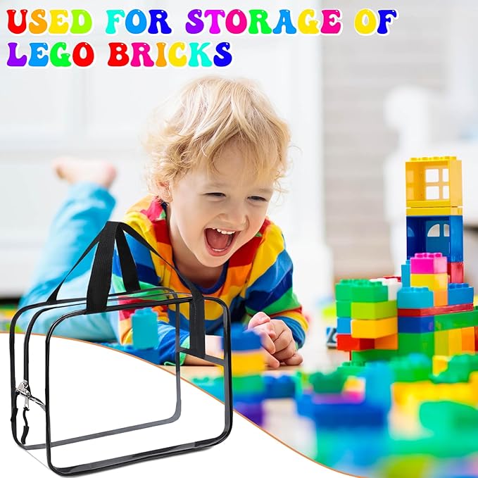 8 Packs XL Toy Storage Bags, Reusable Clear PVC Board Game Storage, Toy Storage Organizer Bags with Zipper for Building Block