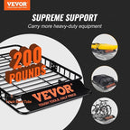 VEVOR Roof Rack Cargo Basket, 64" x 39" x 6" Rooftop Cargo Carrier with Extension, Heavy-Duty Steel 200 LBS Capacity Universal Roof Rack Basket, Luggage Holder for SUV, Truck