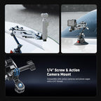 NEEWER Vacuum Suction Cup Car Mount for Action Camera with Hydraulic Boom Arm, NATO Rail, Compatible with DJI Osmo Pocket 3 Insts360 X5 X4 X3 GoPro Hero Adapter Mobile Phone Holder, 500 g Max Load