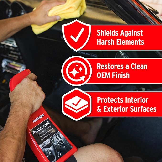 Mothers Protectant, 24 oz. – Long-Lasting UV Protection for Rubber, Vinyl & Plastic, Shields Dash, Trim, Bumpers & Tires from