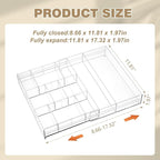 2 Pcs Acrylic Desk Drawer Organizer Maximum 11.8 x 17 x 1.9 Inch Expandable Drawer Organizer Trays with 7 Adjustable Compartm