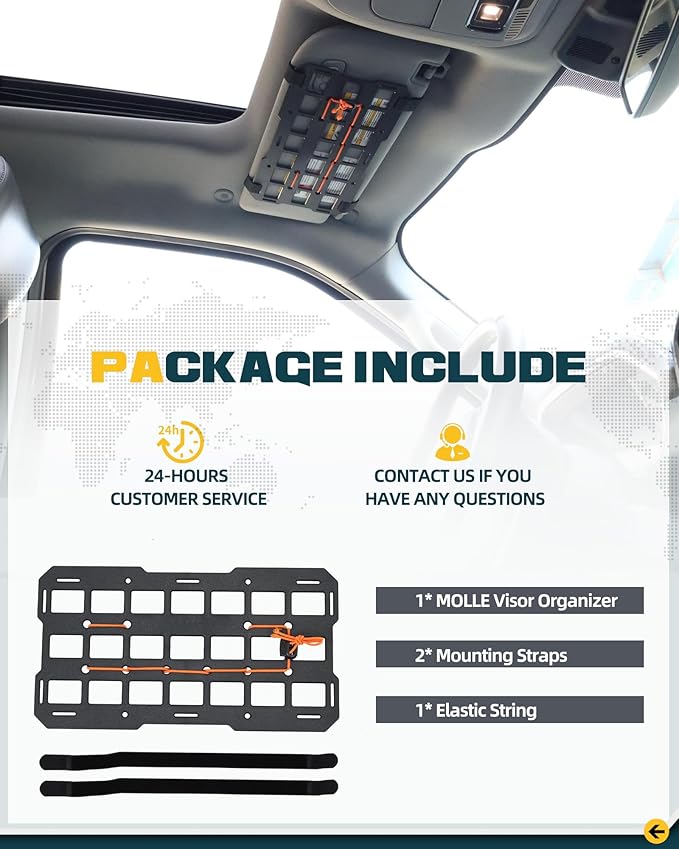 7"x13" Universal Sun Visor Organizer Rigid MOLLE Panel for Vehicle Car SUV Trucks Tactical Gears Interior Accessories