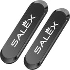 SALEX Flat Magnetic Phone Mounts 2 Pack. Black Cell Phone Holder for Car Dashboard, Wall, Truck. Universal Stick on iPad Wall Magnet Mount Kit for Tablets, Smartphones. Magnetic Phone Mount for iPhone