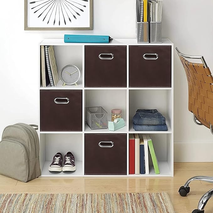 Fabric storage bins Cubes, Fabric Cube Organizer with Handle, Foldable Cube Bins for Cloth or Accessary Storage, 11x11x11, Se