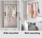 Pull Down Wardrobe Clothes Rail - Extendable Clothes Rail, Steel Sliding Trouser Bar, Push-Pull Wardrobe Organizer, Soft Clos