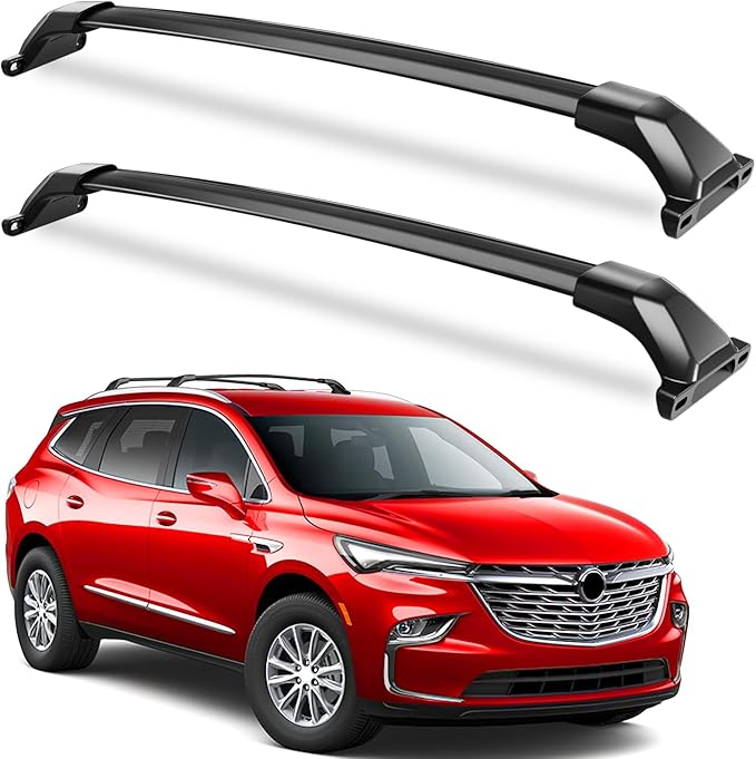 KINGGERI 300lbs Roof Rack Cross Bars Compatible with Buick Enclave 2018-2024 (with Flush Side Rails), Heavy Duty Aluminum Roof Rails Crossbars Luggage Cargo Carrier Rooftop Car SUV Black Accessories