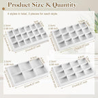 Junkin 12 Pcs Jewelry Tray Velvet Stackable Jewelry Organizer Trays Divided Earring Accessories Storage Containers Box (Rose 