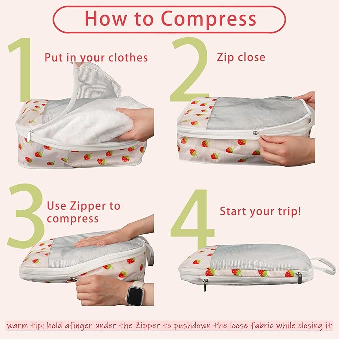 7 Pcs Compression Packing Cubes for Travel Luggage, Lightweight Suitcase Organizer Bags Set, Compression Packaging Cube for T