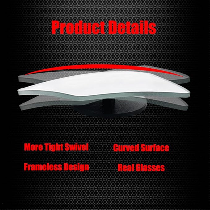 Ampper Rhombus Shaped Blind Spot Mirror, HD Glass Frameless Convex Wide Angle Rearview Blindspot Car Mirror for Car SUV and Truck (Pack of 2)